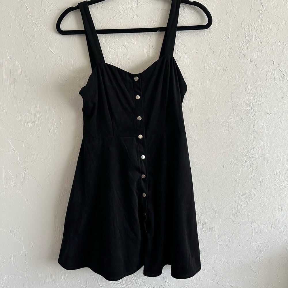 Forever 21 Black suede button up dress